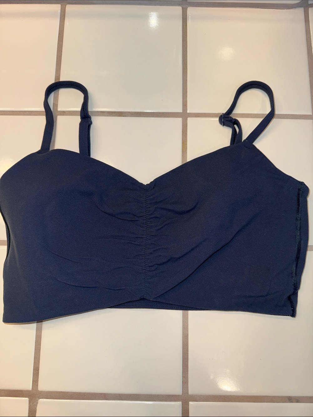 All In Motion Navy Ruched Bralette with Adjustable Straps